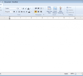 WordPad z wersji rozwojowej Windows 7
