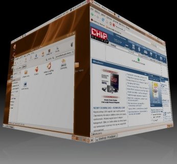 Posiadacze w miarę nowej karty graficznej z układami firm ATI lub Nvidia mogą w systemie Ubuntu tworzyć przestrzenne efekty na pulpicie.