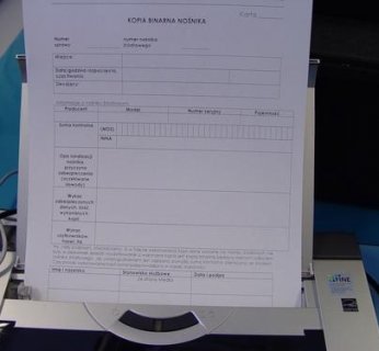 Kopia danych jest bezwartościowa, jeśli nie zawiera pełnego opisu procedury oraz odpowiednich pieczęci i podpisów. Na zdjęciu wydruk otrzymany z systemu Image Master.