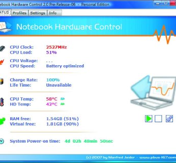 Notebook Hardware Control pozwala regulować działanie prawie każdego elementu, którego parametry da się zmienić, umożliwiając wykorzystanie go w 100%