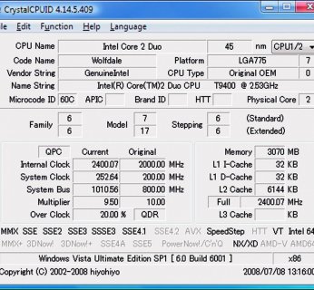 CrystalCPUID w bardzo czytelnej formie prezentuje kompletne informacje o płycie główniej, chipsecie, pamięci, częstotliwościach taktowania i wydajności.