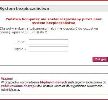 Dane personalne i hasło. Fałszywka innego polskiego banku prosi o podanie numeru PESEL oraz skojarzonego z nim hasła dostępu do konta.