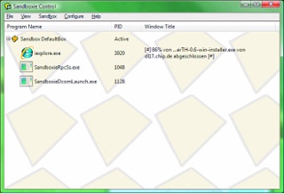 Sandboxie Control wysyła programy takie jak Internet Explorer (na obrazku) do bezpiecznego środowiska. 