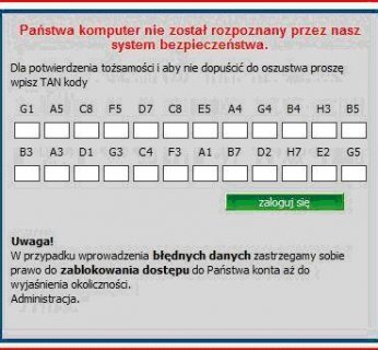 Kombinacja hasłA i ID. Widoczna na górze fałszywka portugalska wymagała podania identyfikatora, a po nim hasła.