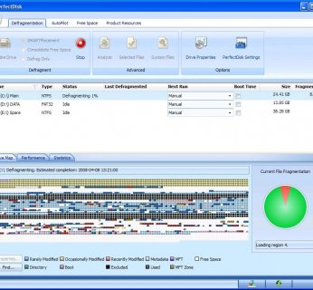 PerfectDisk pozwala na defragmentację danych, takich jak ważny dla startu Windows plik »Layout.ini«.