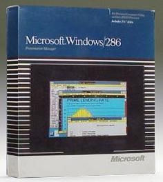 Windows 2.0 / Windows 286 / Windows 386 (09-12-1987), cena: 100 USD, procesor: 286 lub 486/4 MHz, pamięć: 256 KB