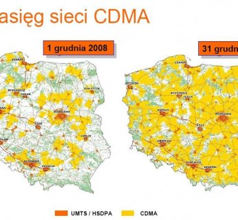 Mapka zasięgowa w oparciu o estymowaną wartość zasięgu sieci na zewnątrz budynków