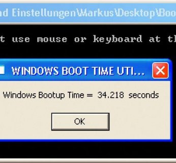 Darmowy Windows Boottimer zmierzył, że uruchomienie Windows XP zajęło ponad pół minuty.