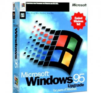 Windows 95 (24-08-1995), cena: 70 USD, procesor: 386/33 MHz, pamięć: 4 MB