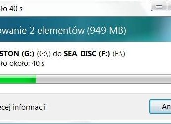 Dzięki SP1 zarówno kopiowanie przebiega szybciej, a podawany przez program czas zgadza się z rzeczywistością. Przeważnie...