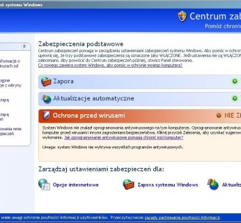 centrum zabezpieczeń XP
