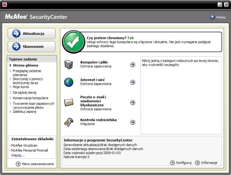 Pakiet bezpieczeństwa McAfee Total Protection 2009
