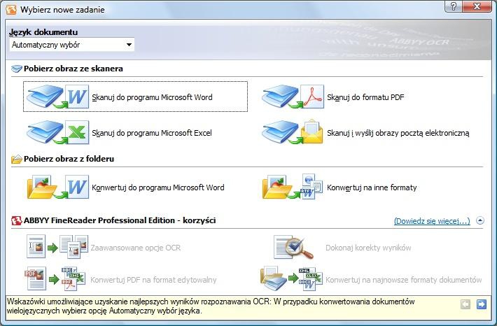 Program do rozpoznawania pisma FineReader 9.0 Home Edition