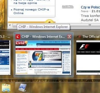 Nowy pasek zadań - zrezygnowano z nazw aplikacji, w zamian wyświetlają się duże ikony poszczególnych programów.