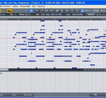 Wbudowany edytor MIDI umożliwia wykorzystanie Samplitude do tworzenia muzyki.