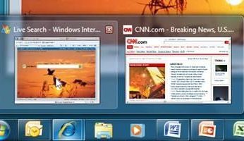 Podglądana aplikacja w miniaturze teraz świeci się na niebiesko