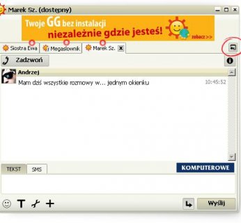 Możliwość prowadzenia wielu rozmów na GG jednocześnie w jednym oknie rozmowy