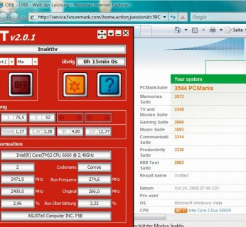 W stanie spoczynku program OCCT pokazuje, że narzędzie AI NOS przetaktowało procesor o 2,96%. PCMark Vantage przyznaje nam 3544 punkty, czyli o 8% więcej niż w przypadku domyślnej konfiguracji sprzętu.