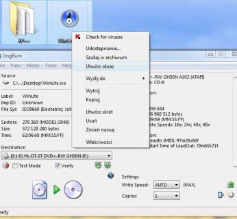 W menu kontekstowym obrazu ISO płyty instalacyjnej XP znajdziemy polecenie umożliwiające wypalenie go w programie ImgBurn.