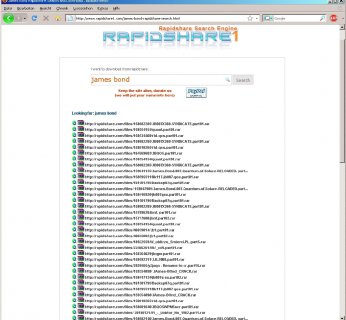 Serwis Rapidshare1 pozwala na przeszukiwanie plików umieszczonych na serwerach hostujących m.in. filmy.