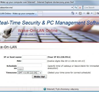 Na stronie musimy podać adresy IP oraz MAC naszego komputera – za chwilę zostanie on obudzony.