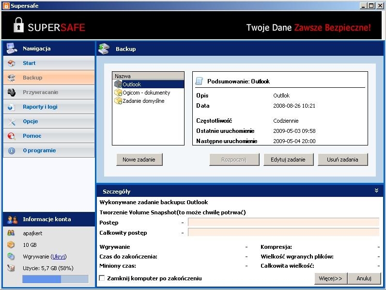 Backup danych on-line – nowość od TotalSafe
