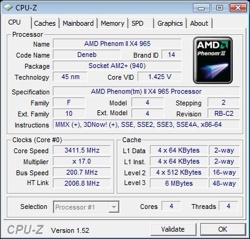 Zrzut z aplikacji CPU-Z, która podaje wszystkie ważne informacje dotyczące procesora.