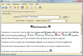 DocSearcher błyskawicznie znajduje dokumenty na podstawie słów zawartych w tekście.