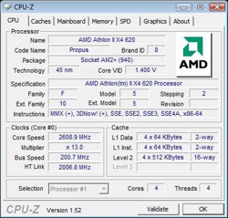 Aplikacja CPU-Z wyświetla dane techniczne procesora. W tym przypadku są to dane nowego Athlona.