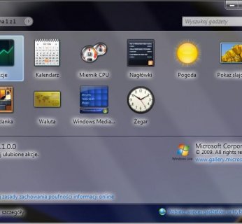 Pasek boczny zniknął – gadżety możemy umieszczać bezpośrednio na Pulpicie Windows 7.