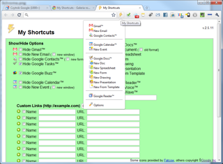 My Shortcuts daje szybki dostęp do wszystkich usług Google'a.
