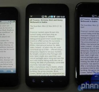 LG B (w środku) w towarzystwie Samsunga Galaxy S oraz iPhone'a 4