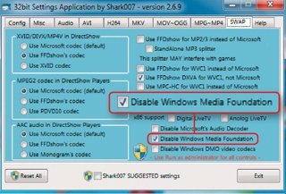 Pierwszy krok Pakiet Shark pozwala wyłączyć Media Foundation, aby dowolnie konfigurować Windows 7.