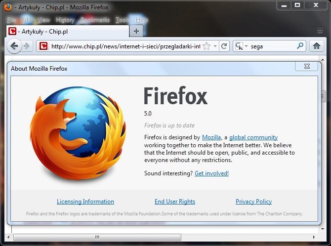 Firefox 5 lada dzień na stronie Mozilli