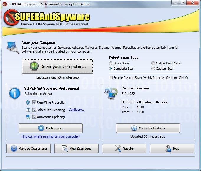 SuperAntiSpyware 5.5.1022