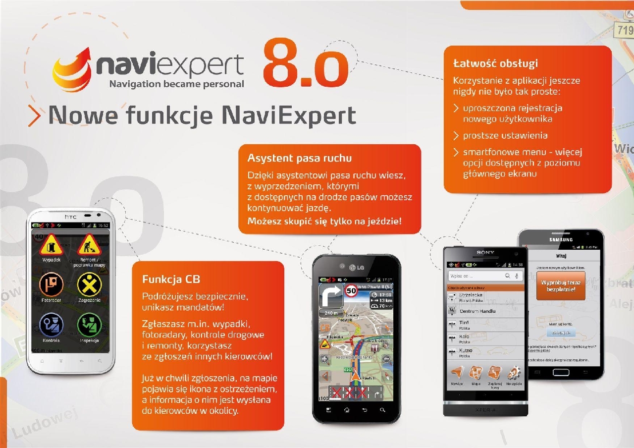 NaviExpert 8.0 z CB i asystentem pasa ruchu