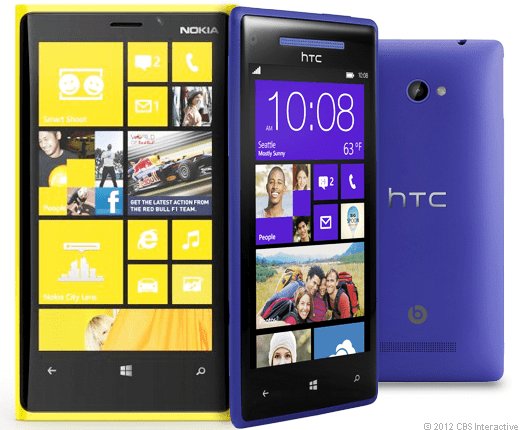 Nokia Lumia 920 i HTC Windows Phone 8X (źródło: CNET)