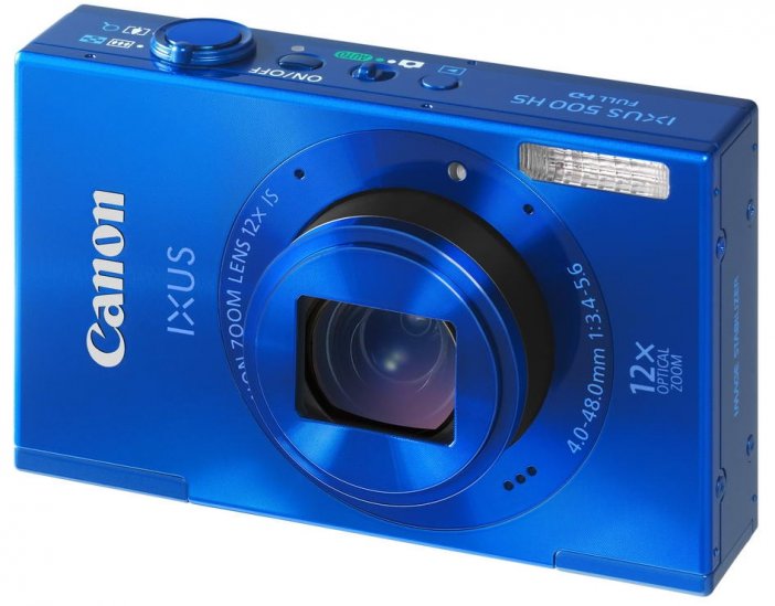 Canon Ixus 500 HS: obiektyw z 12-krotnym zoomem zamknięty w poręcznej obudowie.