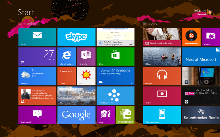 Ekran startowy w Windows 8