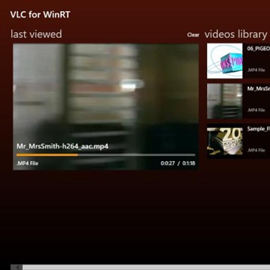 Tak wygląda VLC dla Windows 8