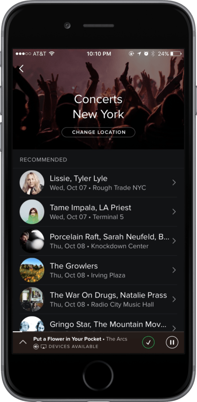 Spotify wprowadza funkcję Concerts