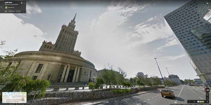 google street view widok na PKiN w Warszawie