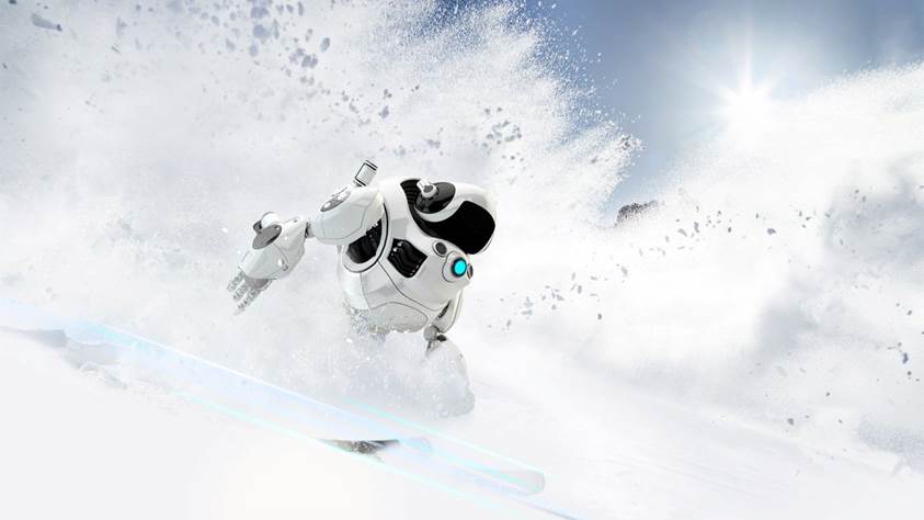Roboty konkurują ze sobą w jeździe na nartach