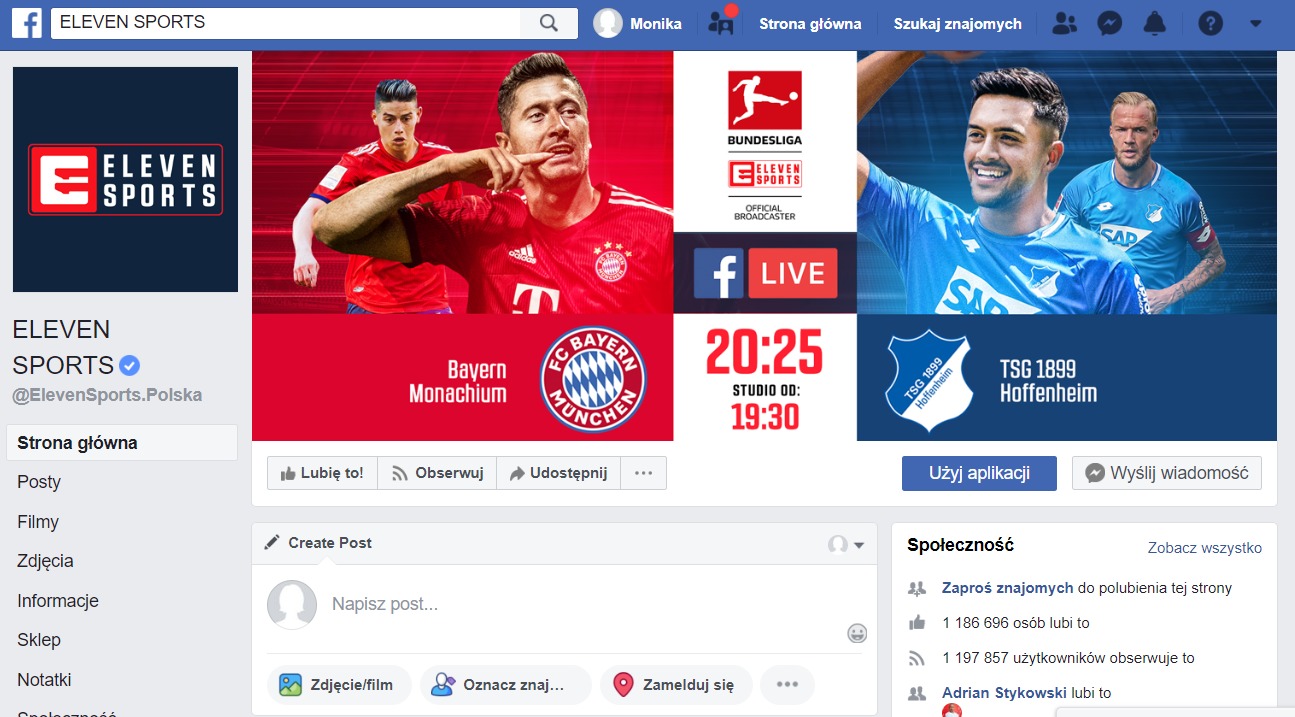 Mecz otwarcia Bundesligi na Facebooku