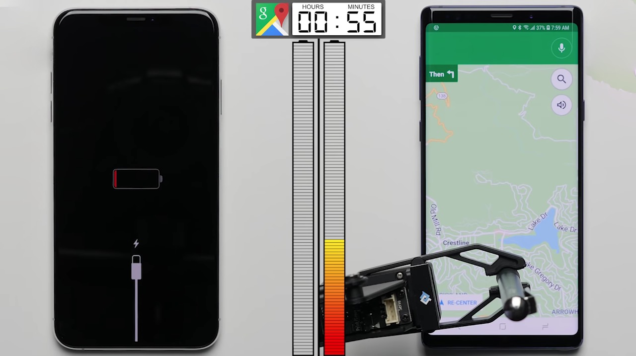 iPhone XS MAX pracuje 2,5 godziny krócej na baterii niż Galaxy Note 9