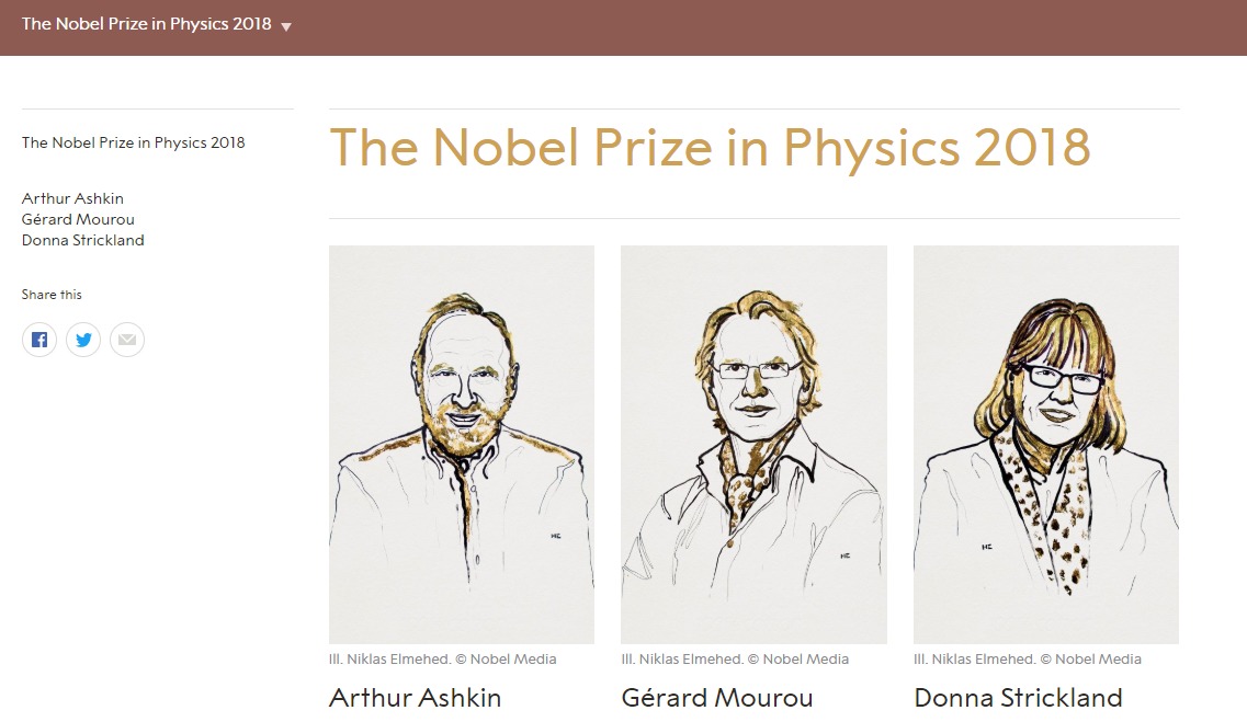 NEWS:  Nagrody Nobla w dziedzinie fizyki przyznane