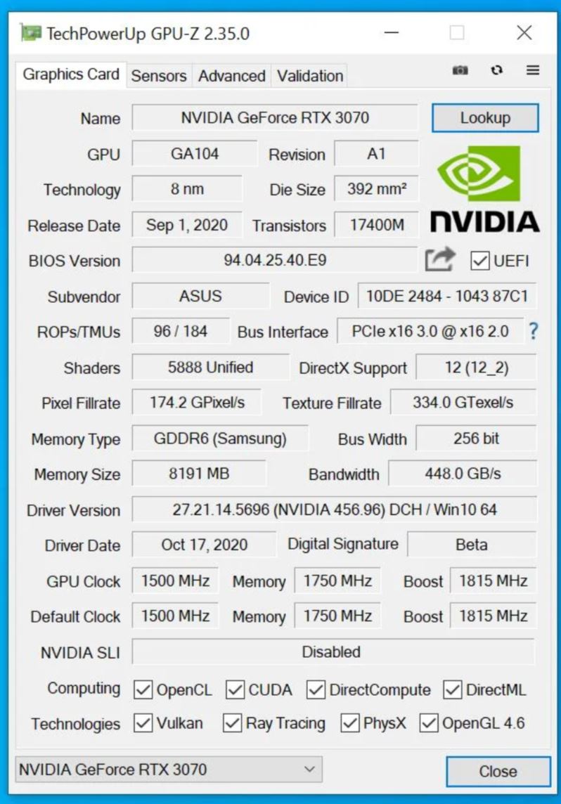 test Asus GeForce RTX 3070 TUF Gaming OC, recenzja Asus GeForce RTX 3070 TUF Gaming OC, opinia Asus GeForce RTX 3070 TUF Gaming OC