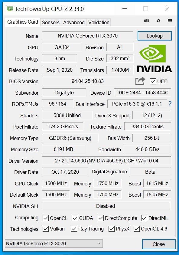 test Gigabyte GeForce RTX 3070 Gaming OC 8G, recenzja Gigabyte GeForce RTX 3070 Gaming OC 8G, opinia Gigabyte GeForce RTX 3070 Gaming OC 8G