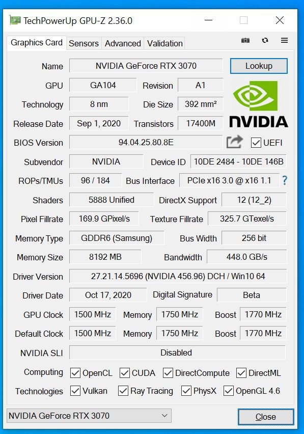test KFA2 GeForce RTX 3070 EX Gamer (1-Click OC), recenzja KFA2 GeForce RTX 3070 EX Gamer (1-Click OC), opinia KFA2 GeForce RTX 3070 EX Gamer (1-Click OC)