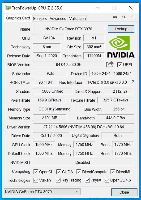 test Palit GeForce RTX 3070 GamingPro OC, recenzja Palit GeForce RTX 3070 GamingPro OC, opinia Palit GeForce RTX 3070 GamingPro OC